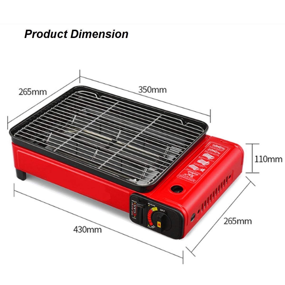 Red Butane Stove with Fish Pan – Non-Stick Plate