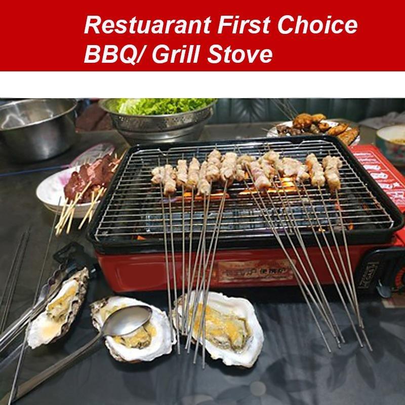 Red Butane Stove with Fish Pan – Non-Stick Plate