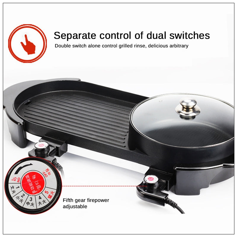 2-in-1 Electric Grill & Hot Pot Steamboat