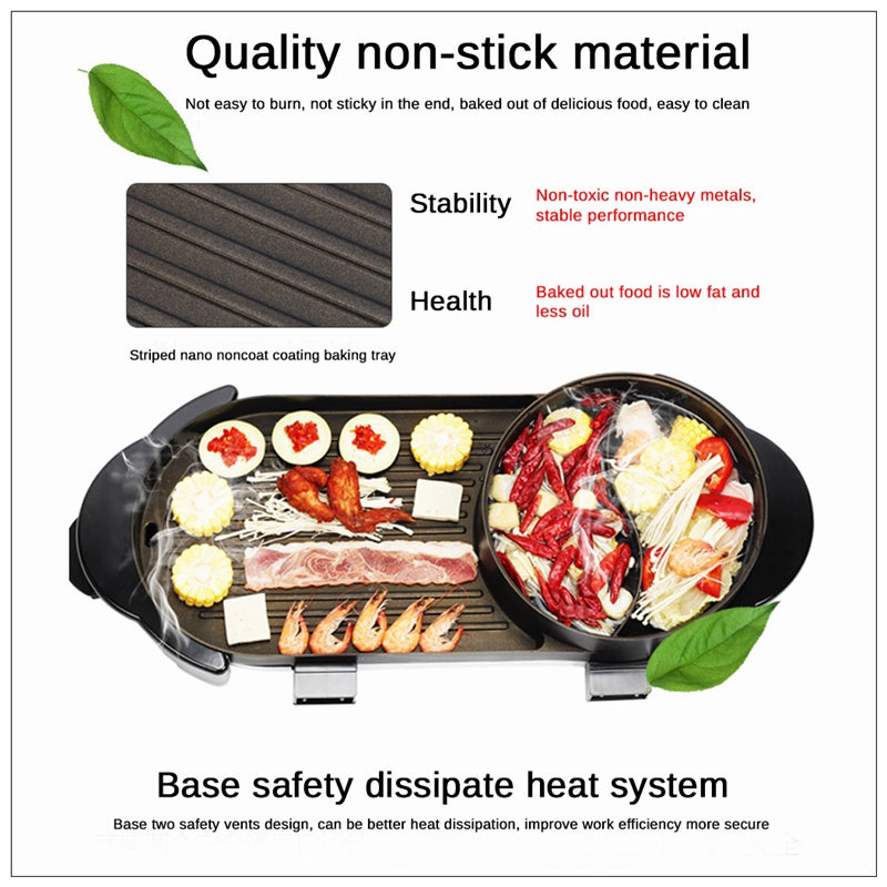 2-in-1 Electric Grill & Hot Pot Steamboat