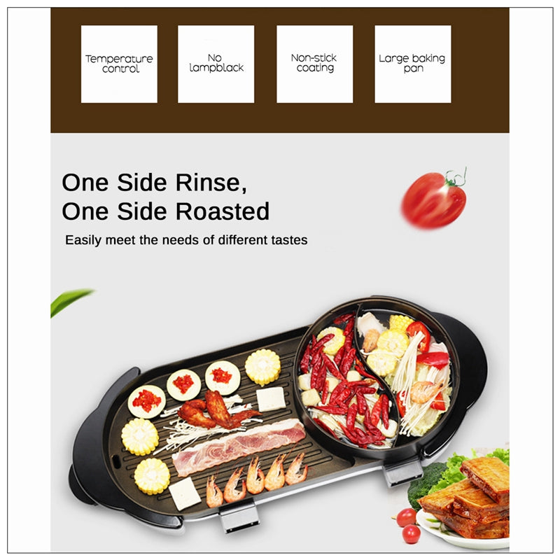 2-in-1 Electric Grill & Hot Pot Steamboat