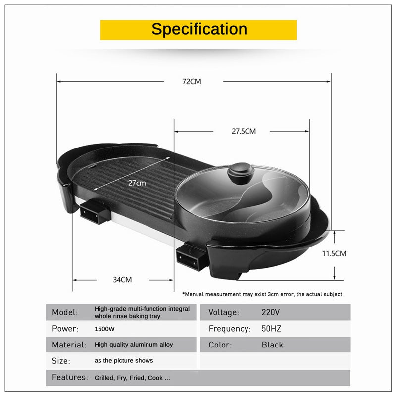 2-in-1 Electric Grill & Hot Pot Steamboat