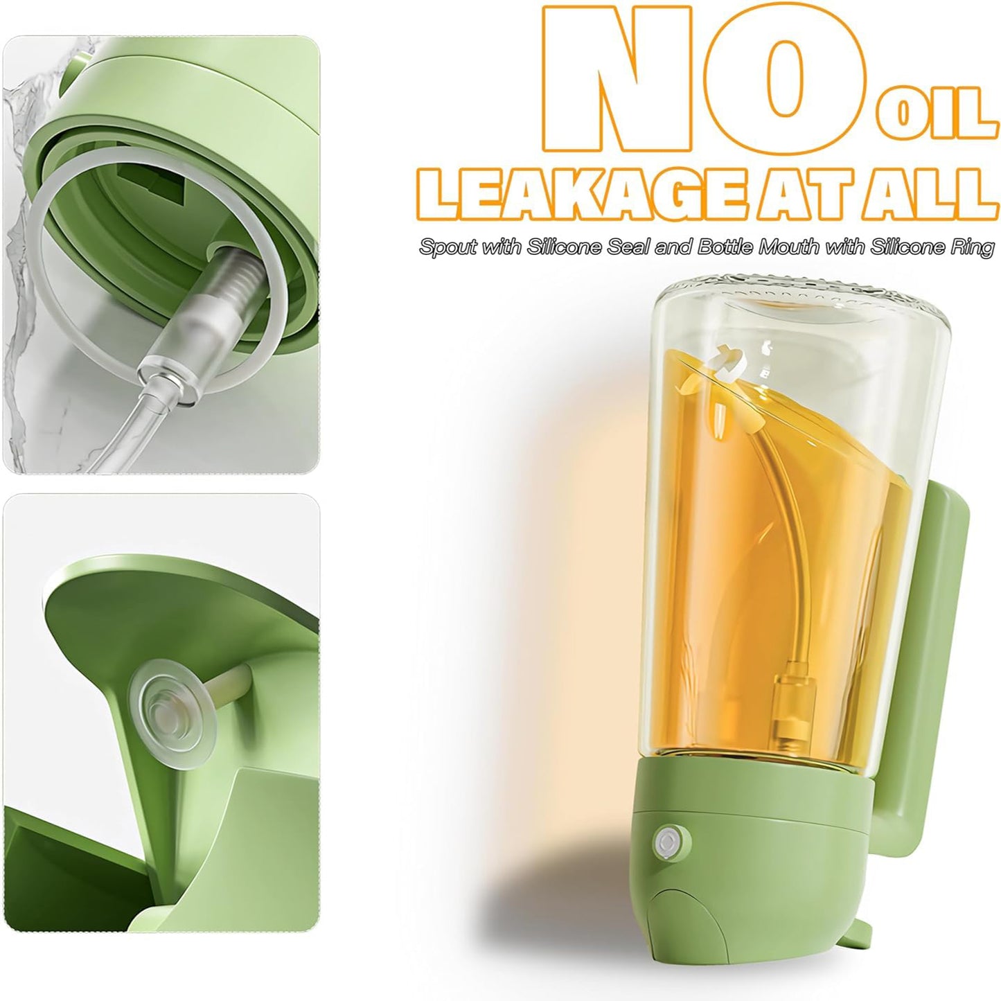 600ml Glass Oil Sprayer & Dispenser – Green
