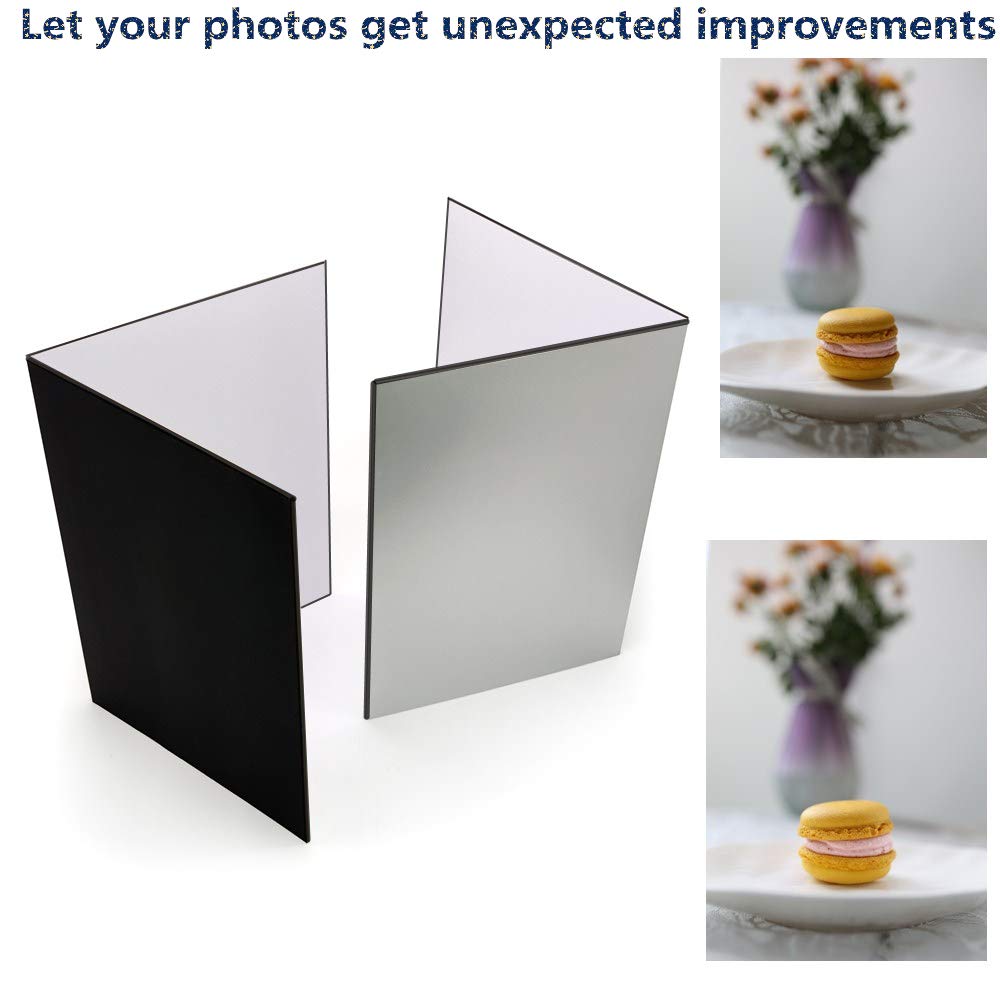 2 Pack A3 3 in 1 Photography Light Reflector Cardboard Light Diffuser Board Black, Silver, White