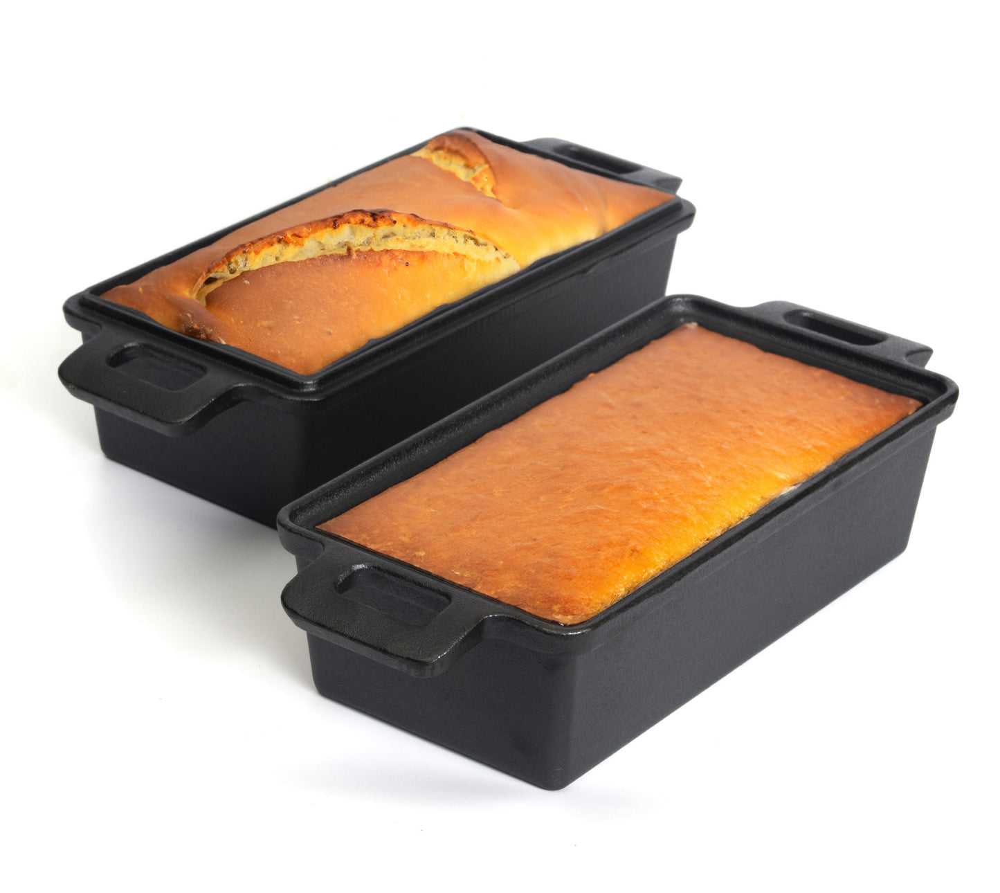 2-in-1 Cast Iron Bread Loaf Pan Tin with Lid �C Dual Use Baking Dish with Ergonomic Handles, Pre-Seasoned for Oven Cooking