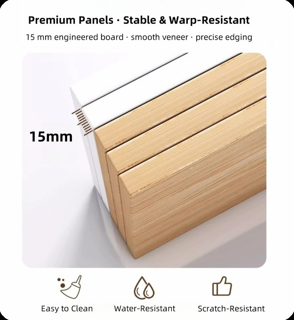 Light Wood Nightstand Secure Drawer Open Shelf Storage Tray Nordic Style 70cm