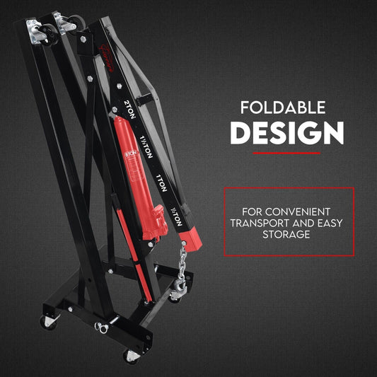 2 Ton Hydraulic Engine Crane Folding Hoist Stand Mobile Garage