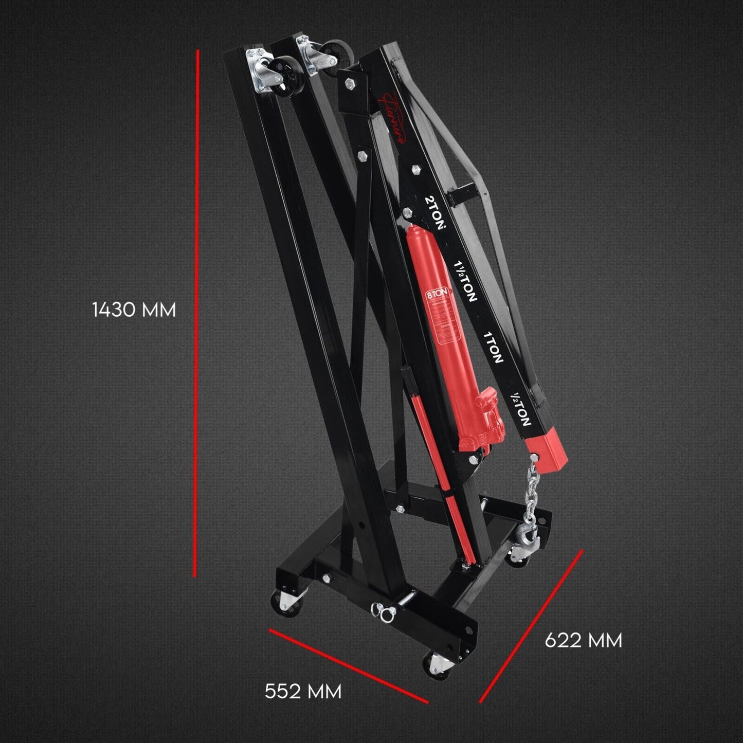 2 Ton Hydraulic Engine Crane Folding Hoist Stand Mobile Garage