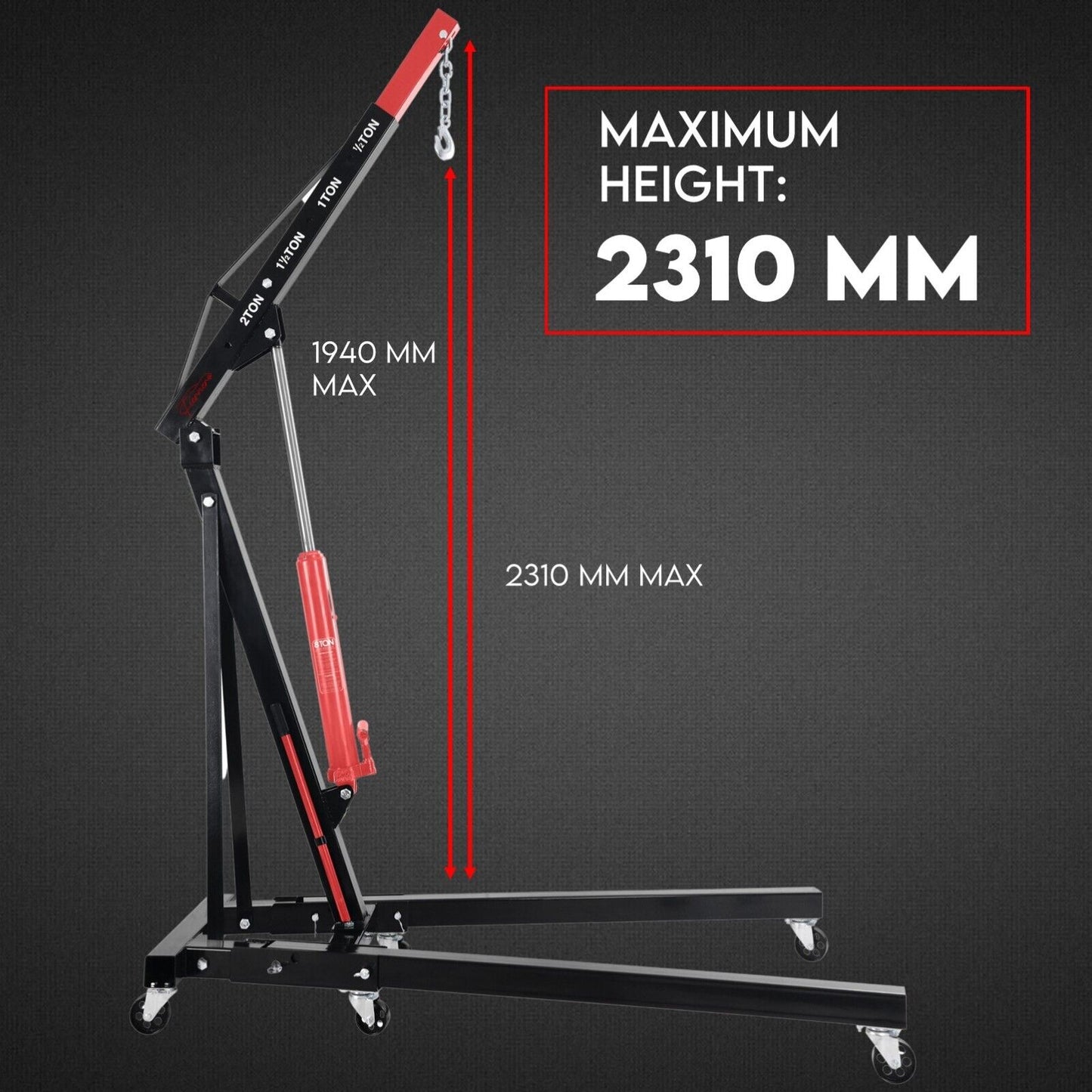 2 Ton Hydraulic Engine Crane Folding Hoist Stand Mobile Garage