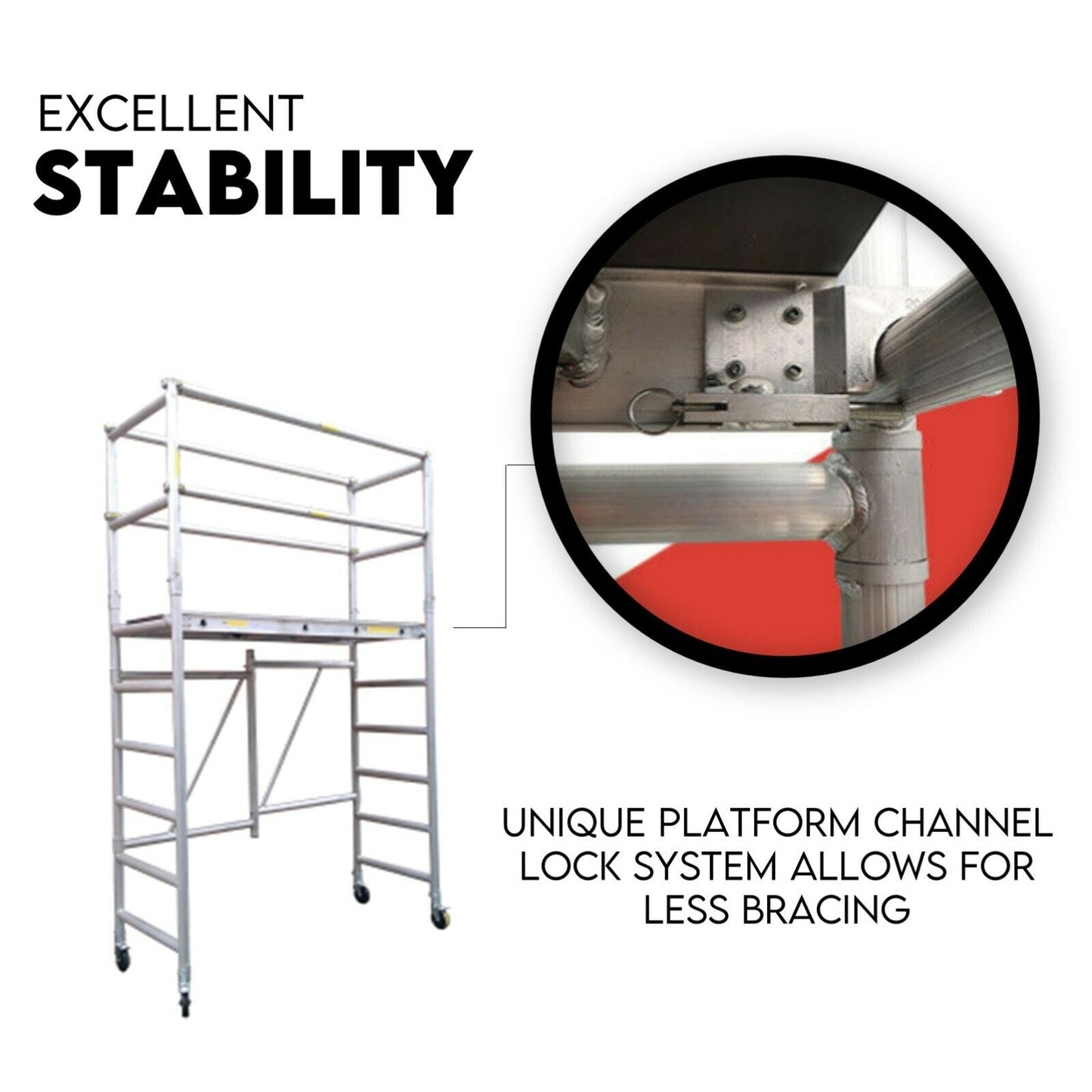 3.0M Aluminium Scaffold Mobile Tower Single Width Platform Height AU