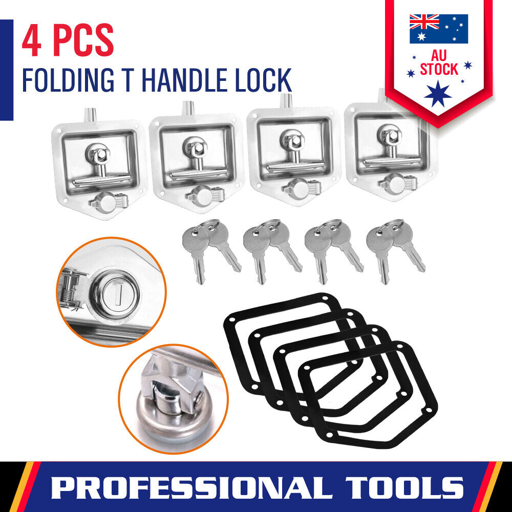 4-Piece T Handle Locks Tool Box With Keys Stainless Steel