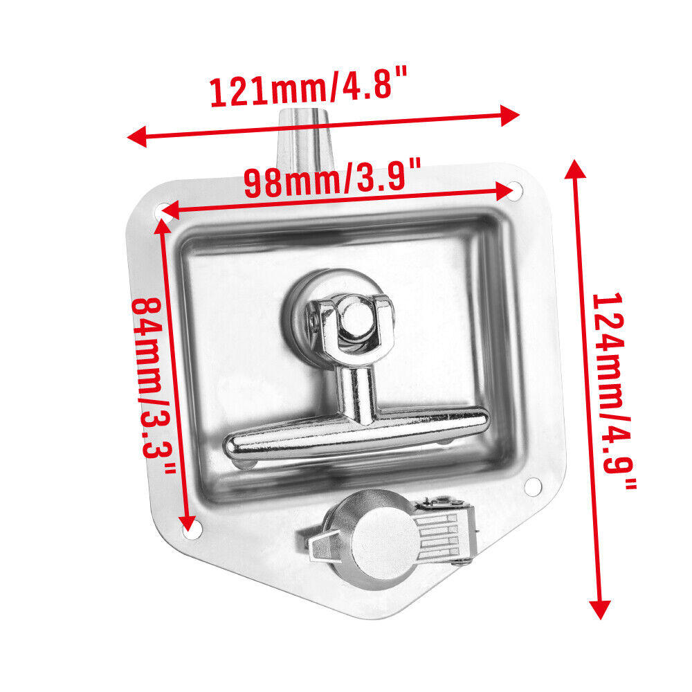 4-Piece T Handle Locks Tool Box With Keys Stainless Steel