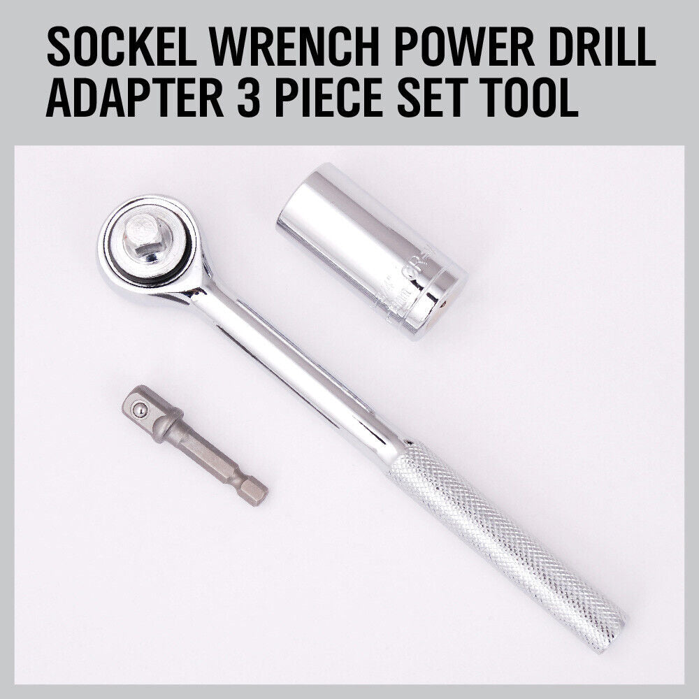 3Pack Universal Socket Wrench Power Drill Adaptor Gator Grip Size