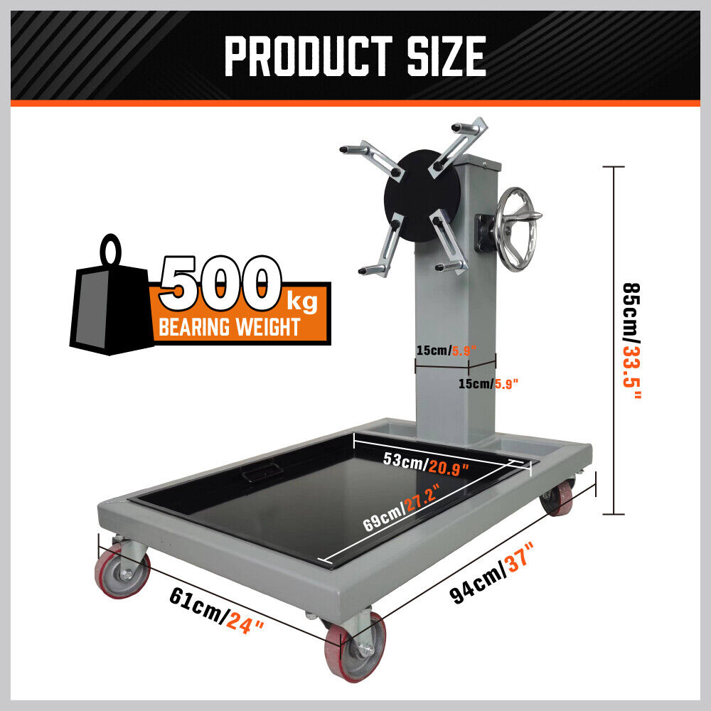 500kg Folding Engine Stand 1100lb Heavy-Duty Workshop Auto Crane Hoist