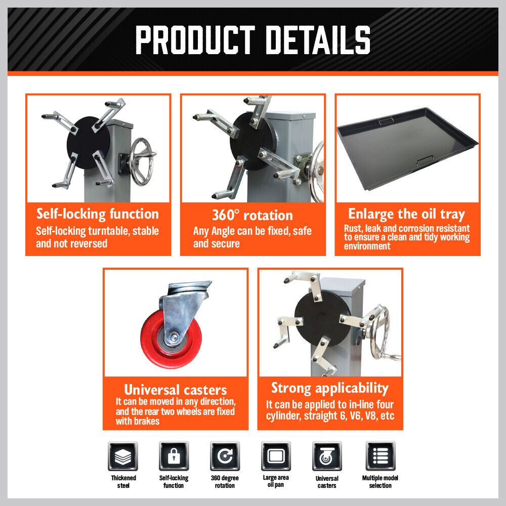 500kg Folding Engine Stand 1100lb Heavy-Duty Workshop Auto Crane Hoist