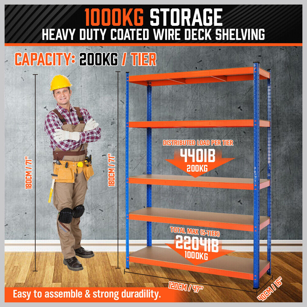 1.8M Garage Shelving Warehouse Storage Racking Industrial Shed Heavy-Duty