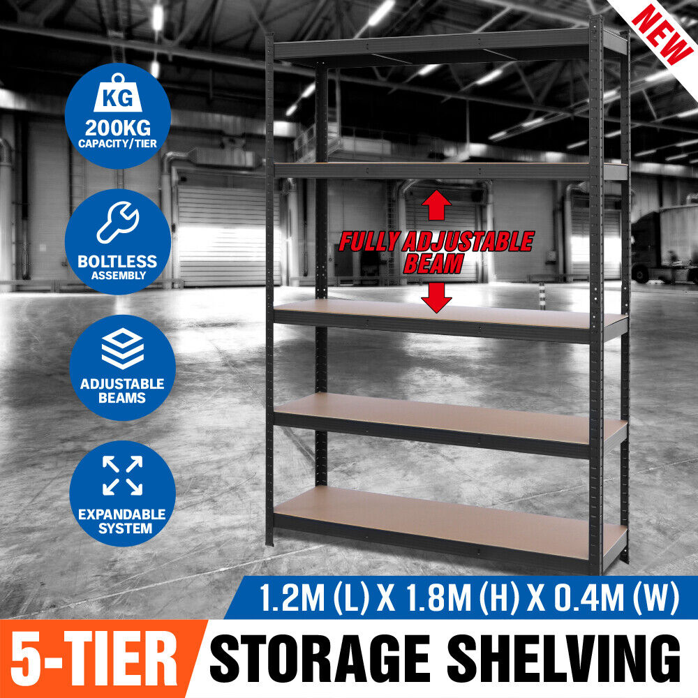 5-Tier Garage Shelving Warehouse Rack 1.8M 1.2M Racking Storage shelves
