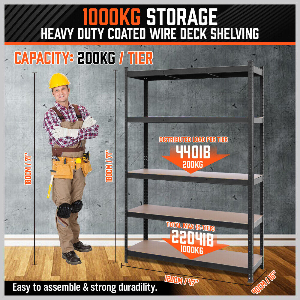 5-Tier Garage Shelving Warehouse Rack 1.8M 1.2M Racking Storage shelves