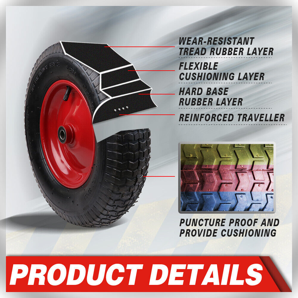 16" Wheelbarrow Trolley Wheel 4.80/4.00-8 Pneumatic Tyre 16mm Bore tyre