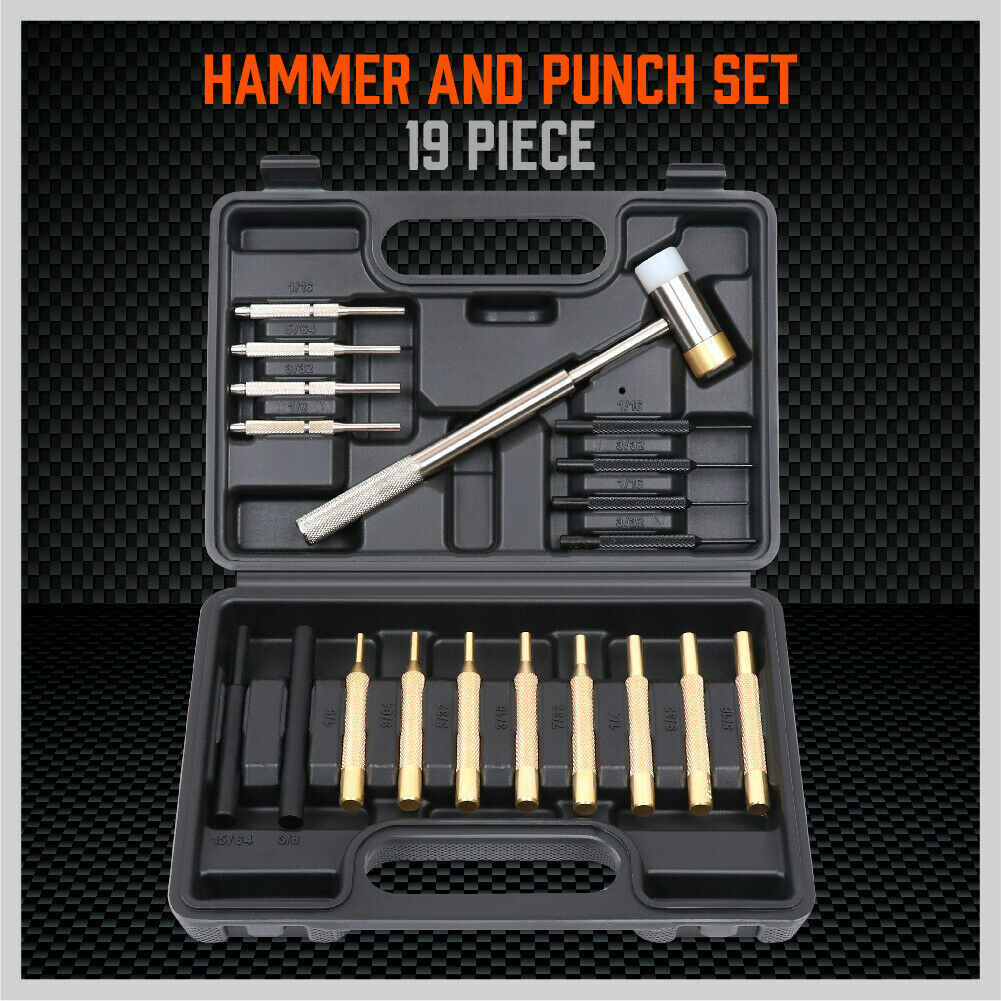 19Pack Hammer & Punch Brass / Roll Pin Punch Gun