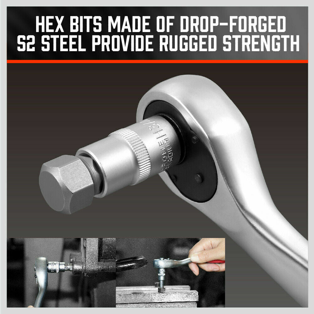 36-Piece Hex Bit Socket Set, SAE and Metric Sizes, S2