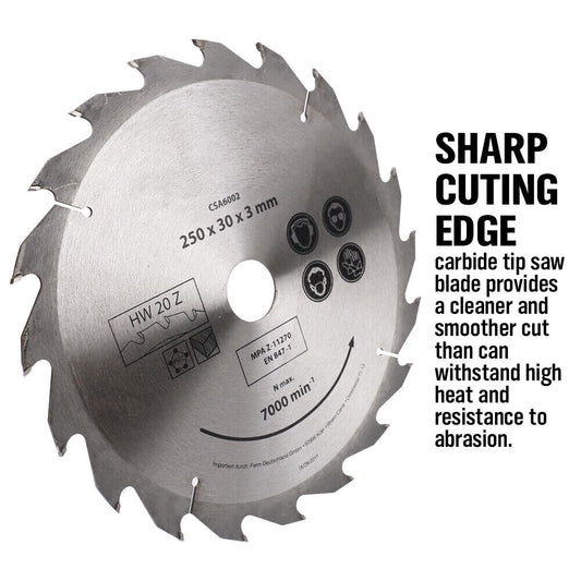 10x250MM Circular Saw Blade 20T Disc Saw Blade Wood Timber