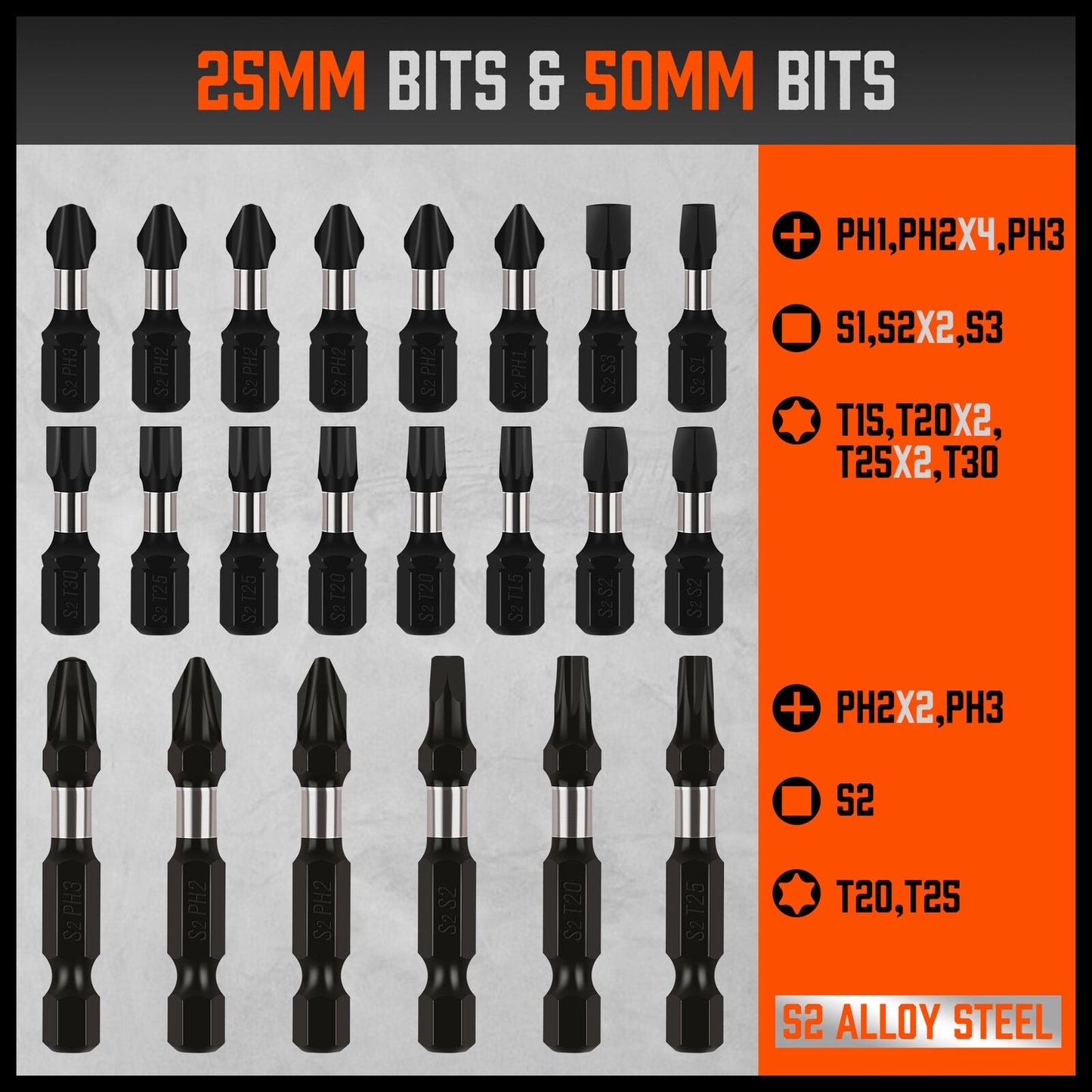 26Pack Impact Screwdriver Bit Magnetic Drill Bit Holder Quick Release