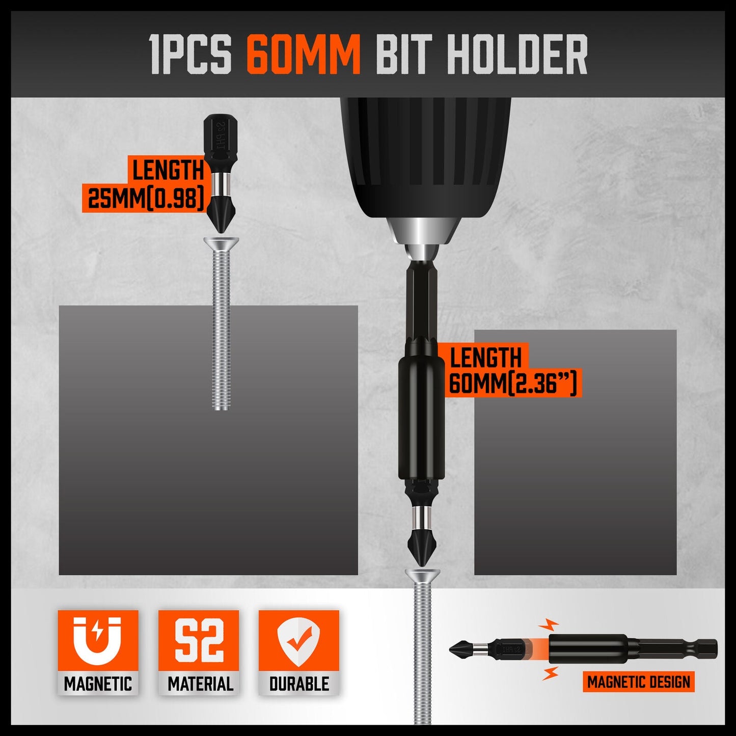 26Pack Impact Screwdriver Bit Magnetic Drill Bit Holder Quick Release