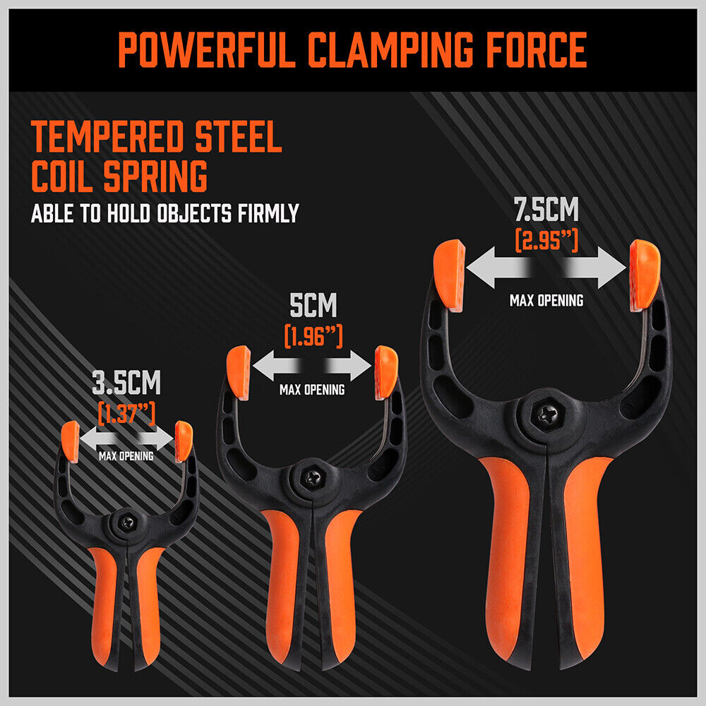 20Pack Spring Clamps Heavy-Duty Nylon Clips 3 Sizes Non-Slip Grip