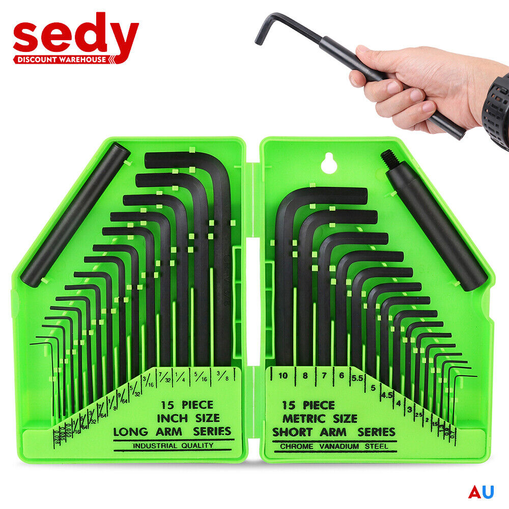 32Packs Hex Key Allen Wrench Metric & SAE Storage Case