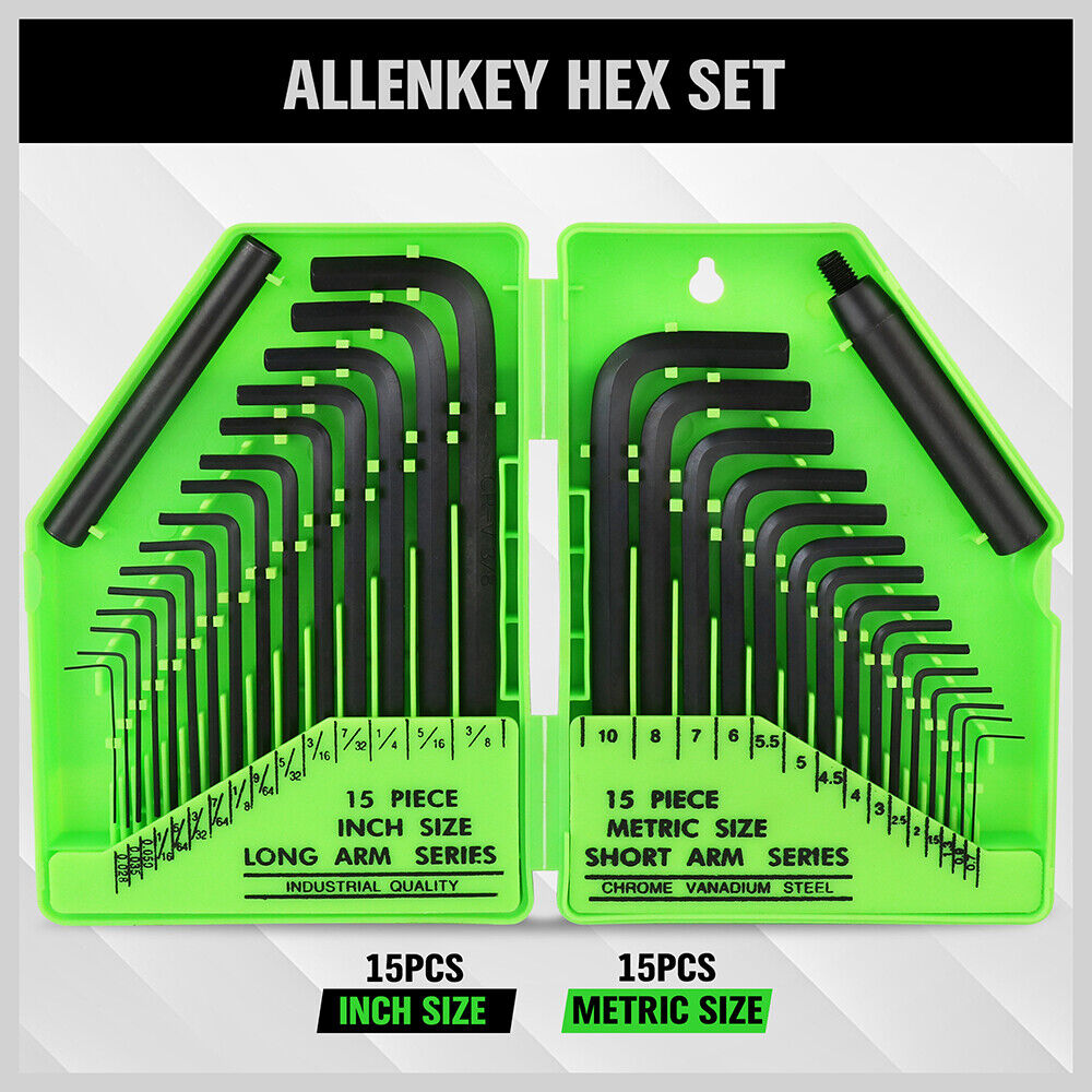 32Packs Hex Key Allen Wrench Metric & SAE Storage Case