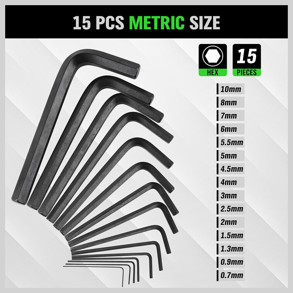 32Packs Hex Key Allen Wrench Metric & SAE Storage Case