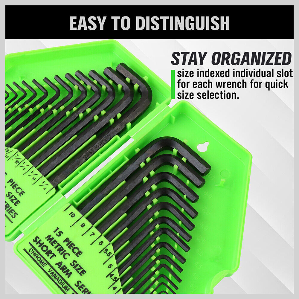 32Packs Hex Key Allen Wrench Metric & SAE Storage Case
