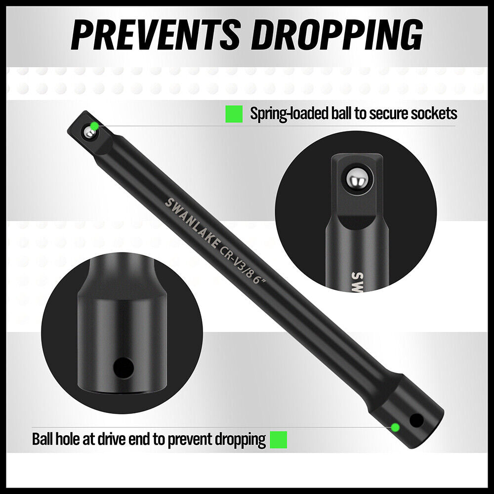 9Packs Extension Bar 1/4" 3/8" 1/2" Black Drive Socket Auto