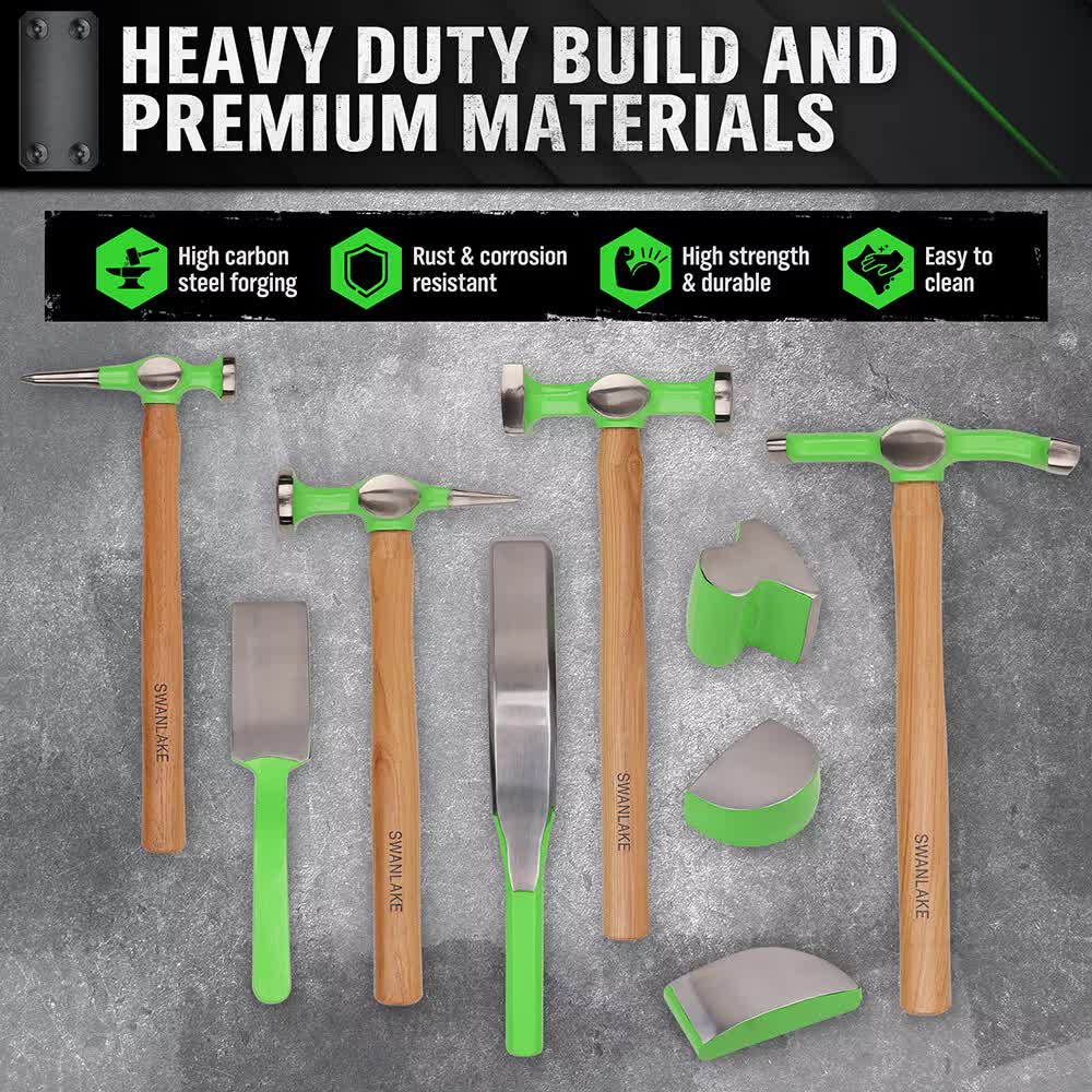 9-Piece Garden Tools Auto Body Hammer Dolly Car Body Dent