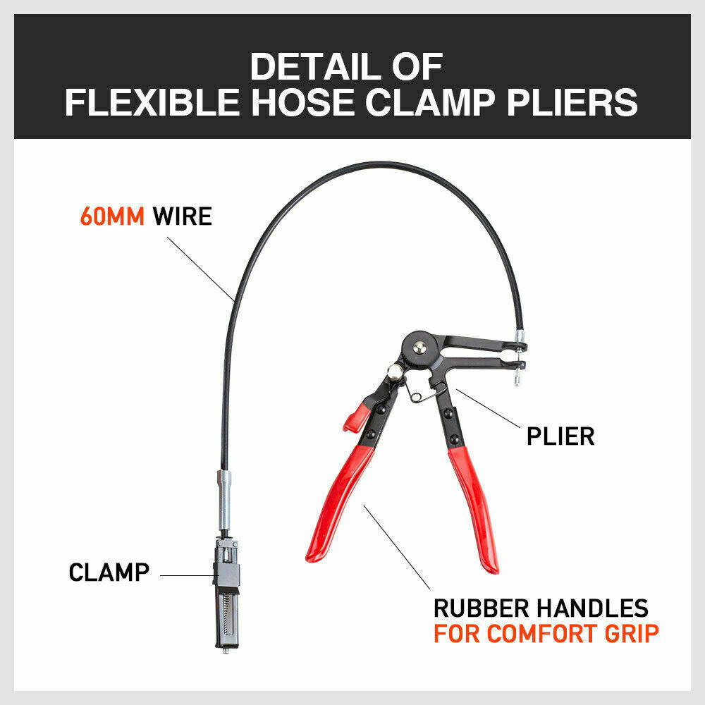 Long Hose Clamp Pliers 24" Flexible Extension Wire Oil Fuel