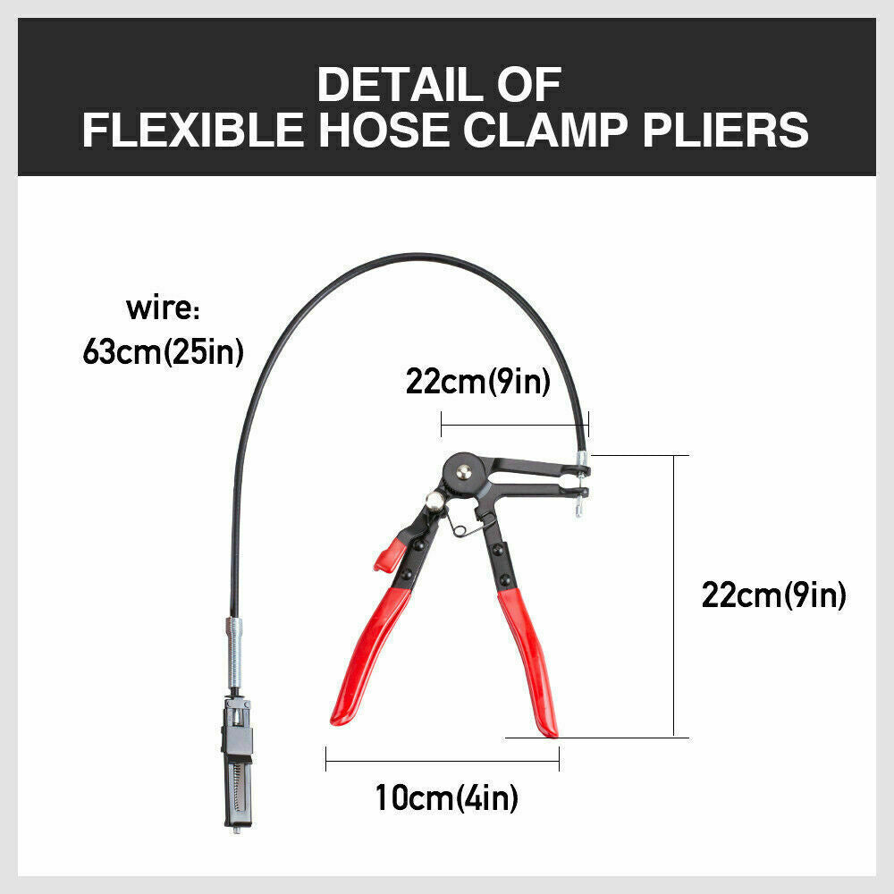 Long Hose Clamp Pliers 24" Flexible Extension Wire Oil Fuel
