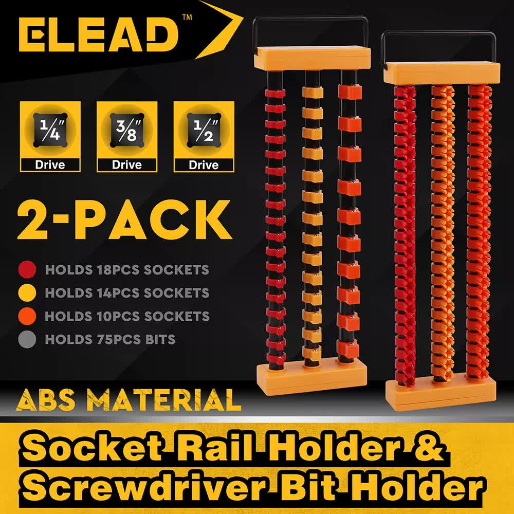 2-Pack Socket Rail & Bit Holder 1/4 3/8 1/2 Drive