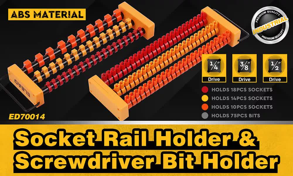 2-Pack Socket Rail & Bit Holder 1/4 3/8 1/2 Drive