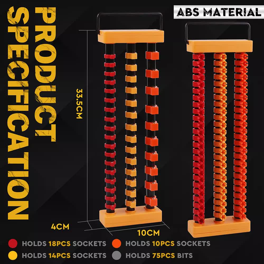 2-Pack Socket Rail & Bit Holder 1/4 3/8 1/2 Drive