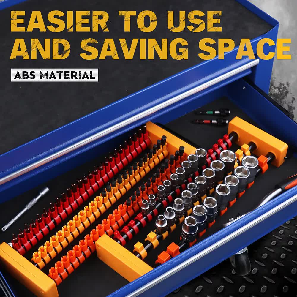 2-Pack Socket Rail & Bit Holder 1/4 3/8 1/2 Drive