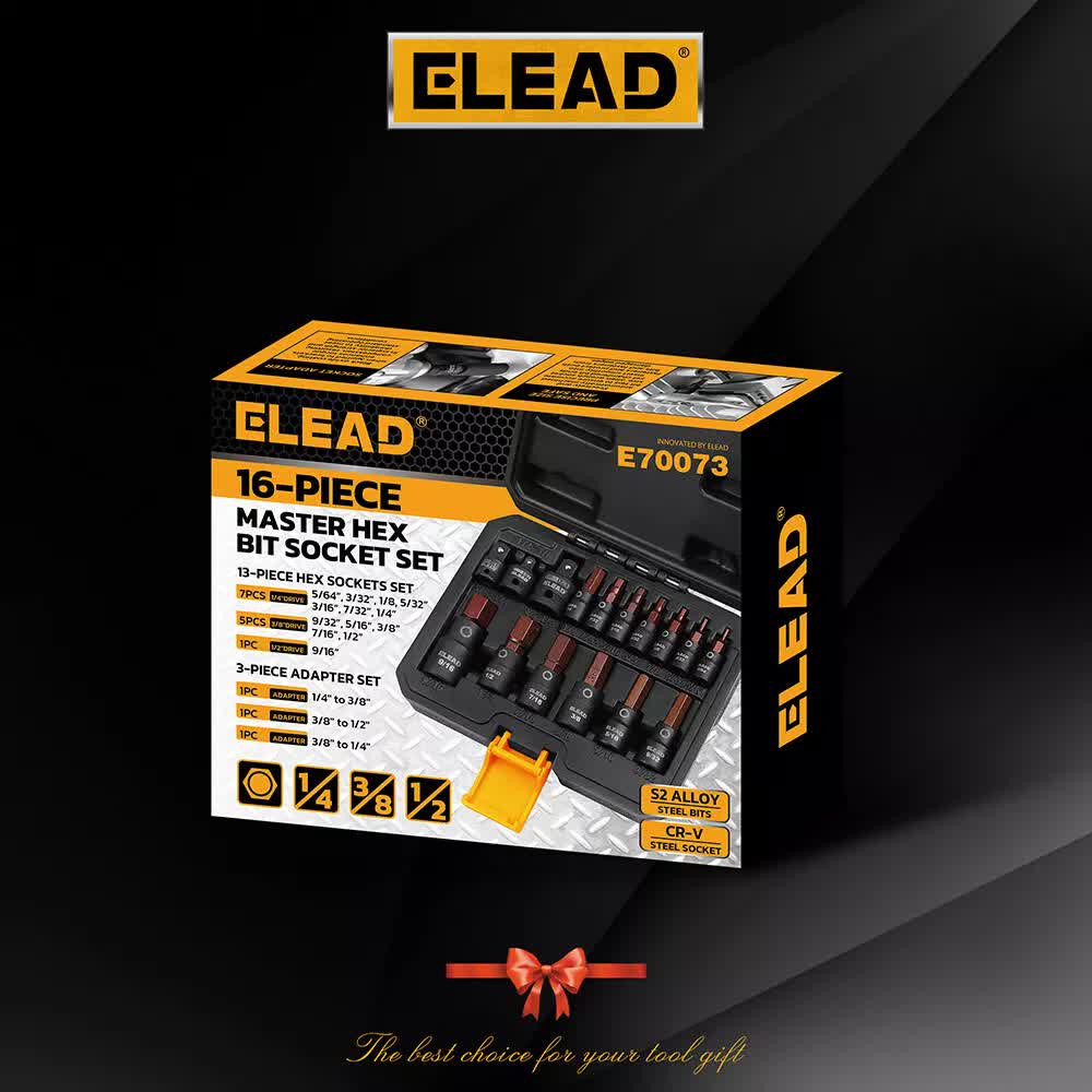 16Pack SAE Hex Bit Impact Socket 5/64"-9/16" Allen Socket Socket