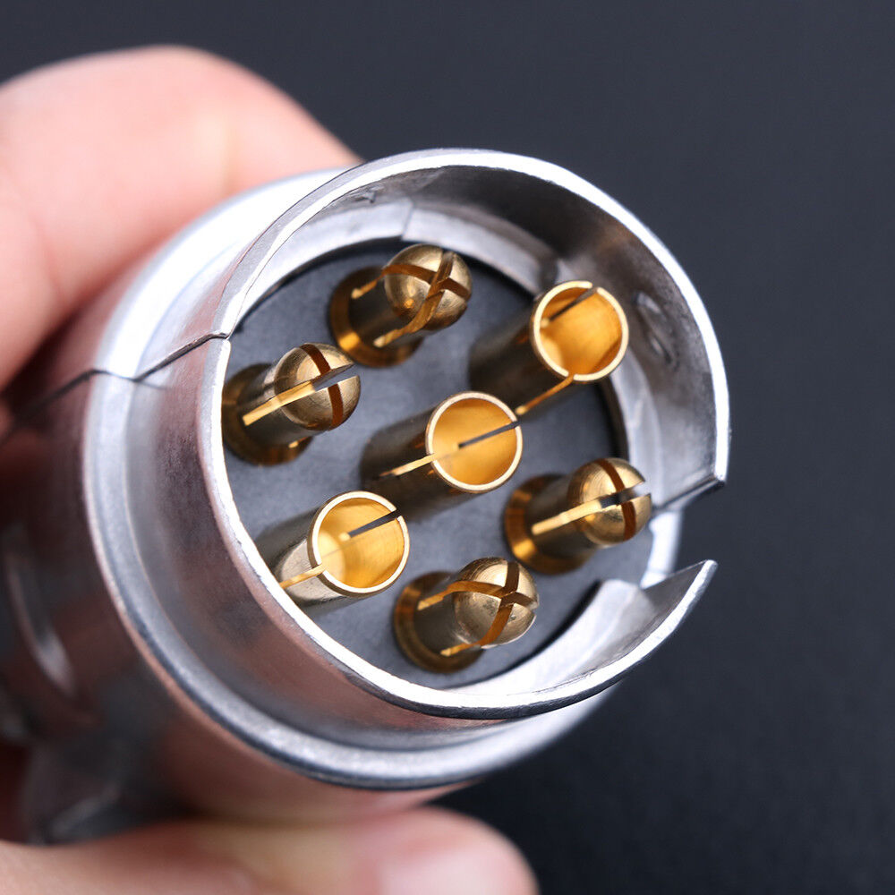 7 Pin Male + Female Round Trailer Plug LARGE Adapter