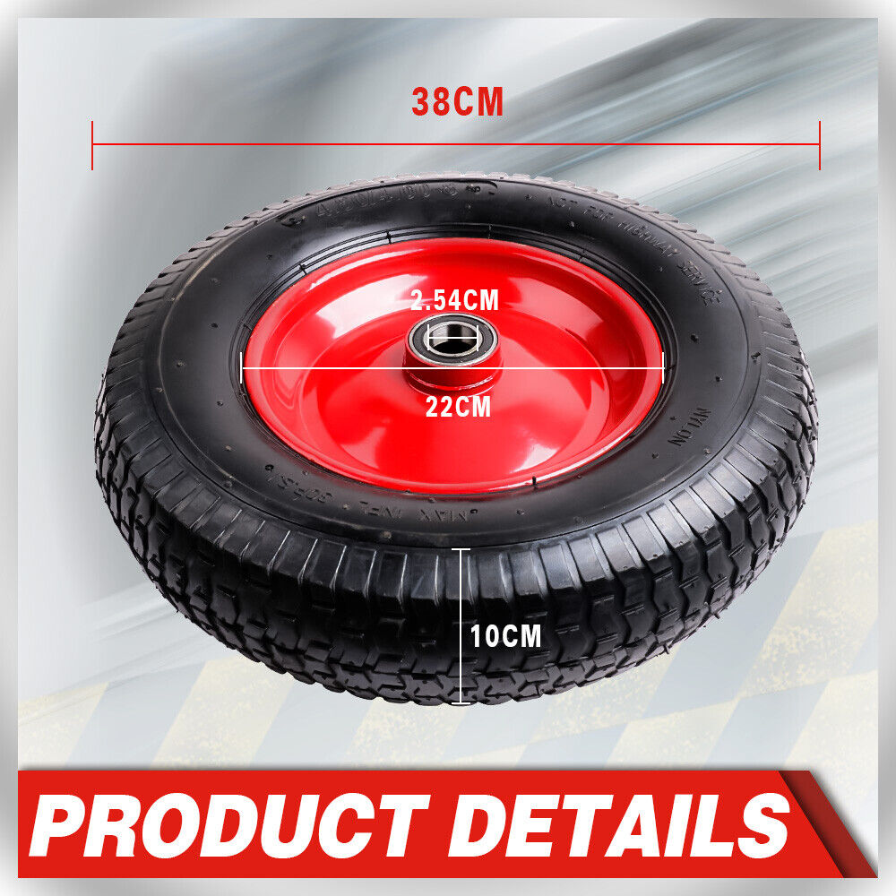 16" Wheelbarrow Trolley Wheel 4.80 4.00-8 Pneumatic Tyre 25.4mm Bore