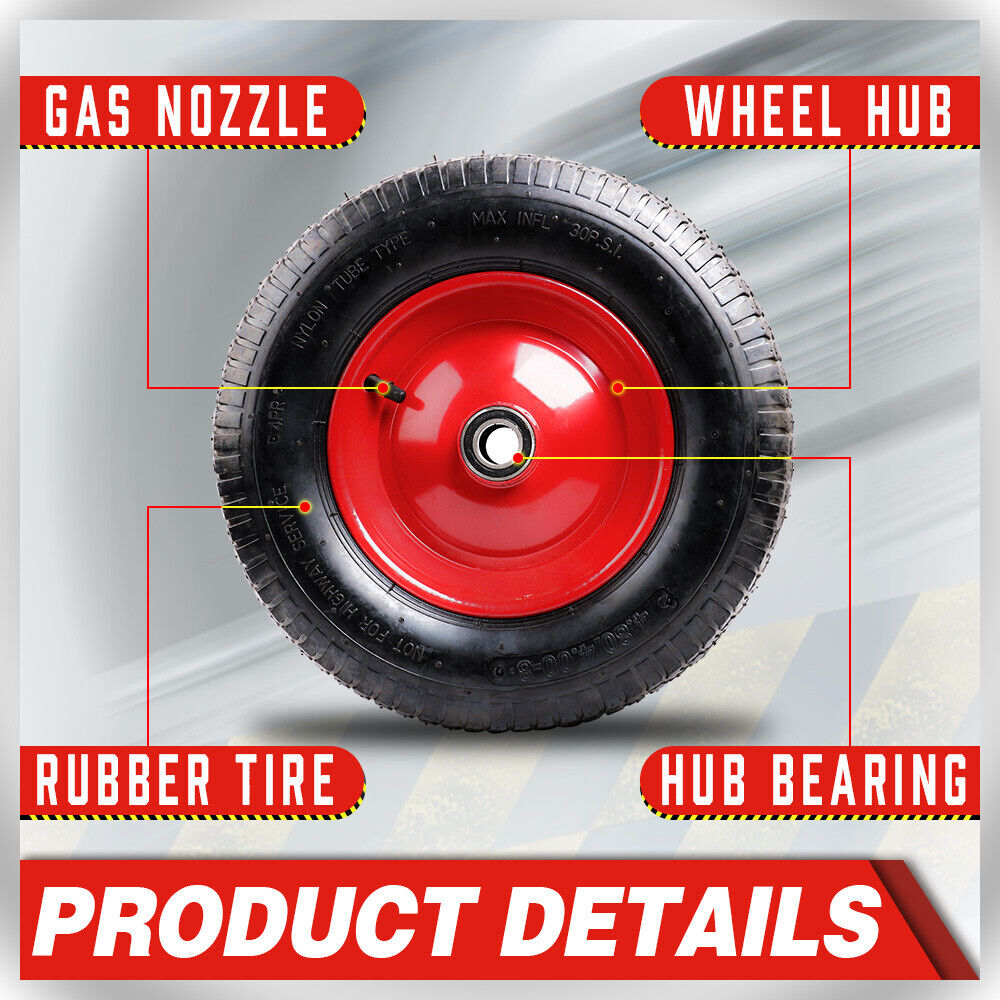 16" Wheelbarrow Trolley Wheel 4.80 4.00-8 Pneumatic Tyre 25.4mm Bore
