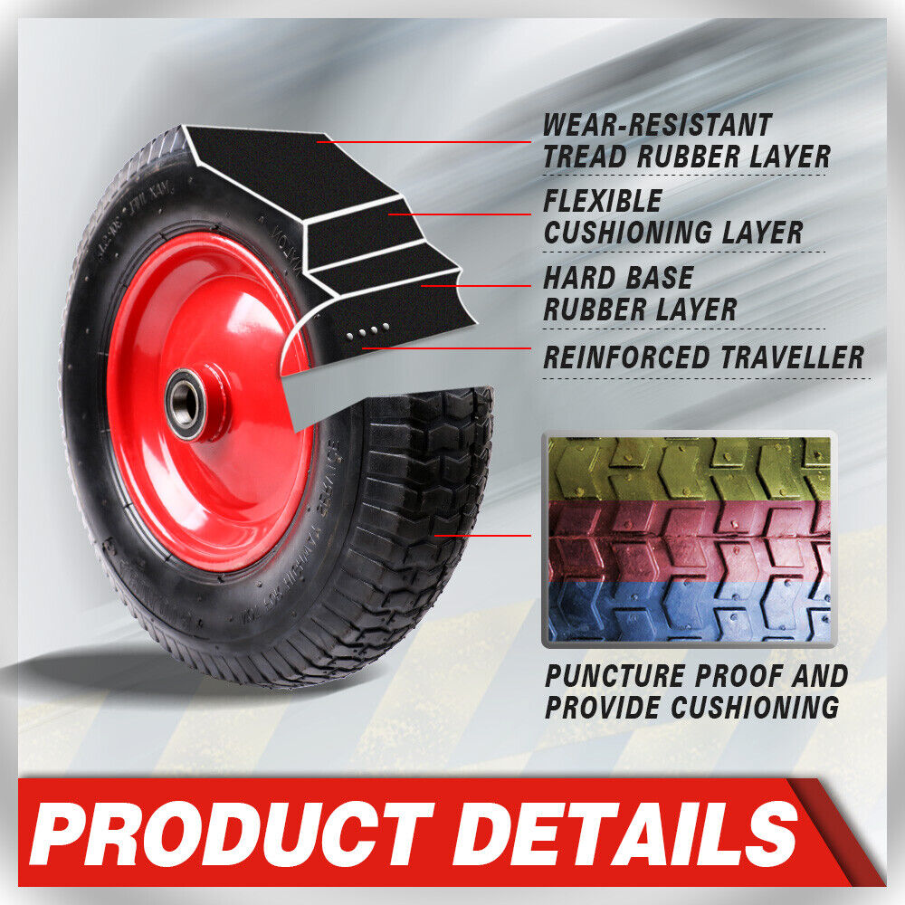 16" Wheelbarrow Trolley Wheel 4.80 4.00-8 Pneumatic Tyre 25.4mm Bore