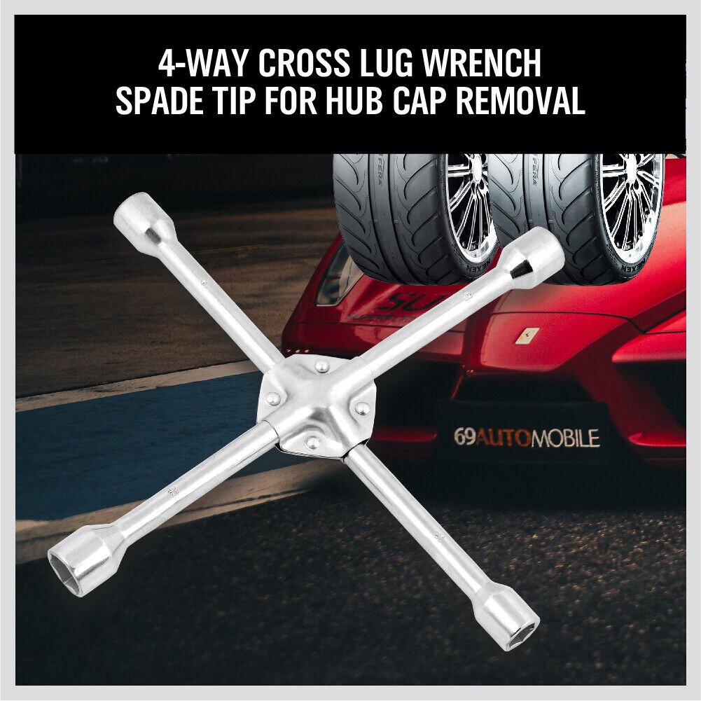14" Wheel Brace Spanner 4-way Cross Wrench Car Tyre Nut