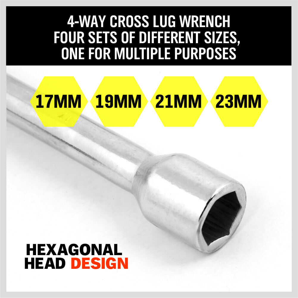 14" Wheel Brace Spanner 4-way Cross Wrench Car Tyre Nut