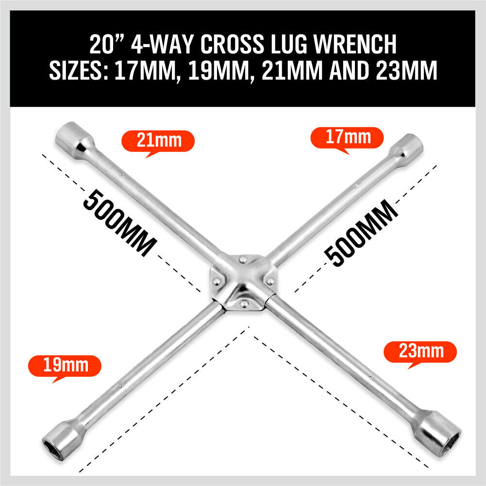 20” Wheel Brace Spanner 4-way Cross Wrench Car Tyre Nut