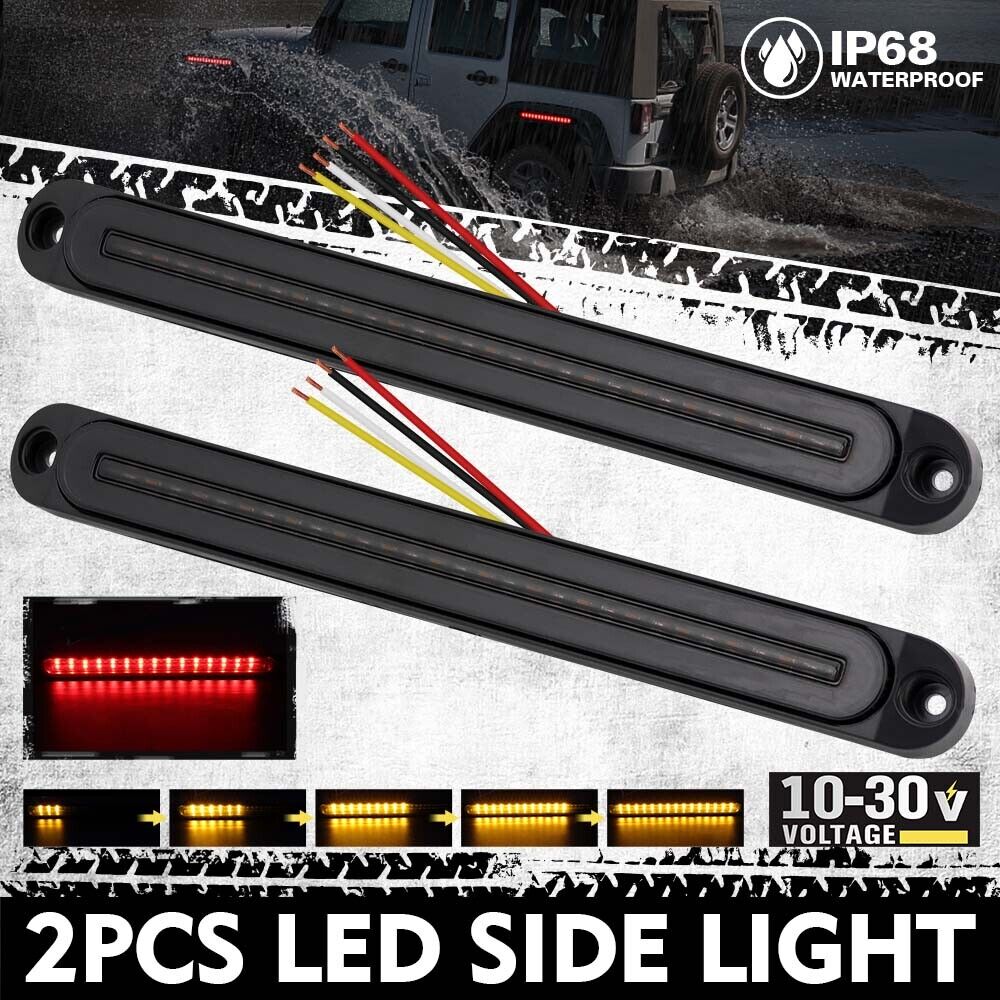 2Piece LED Tail Lights Flowing Turn Signal Stop brake Trailer